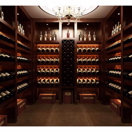 Modern Popular Customized Floating Wooden Wine Bottle Shelf and Wine Glass Drying Display Rack